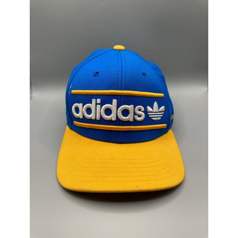 Adidas Originals Snapback Hat Trefoil Blue Yellow Retro Streetwear Mens OSFA